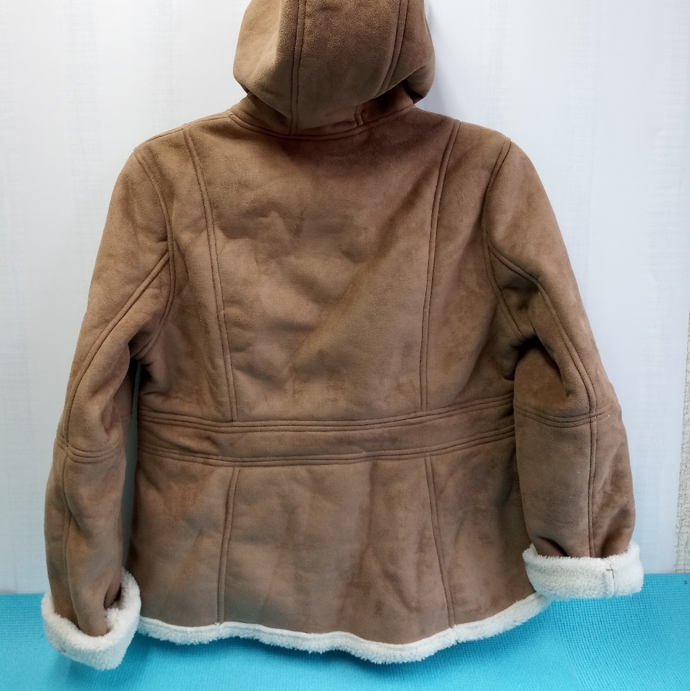 Details Women's Winter Faux Fur Hooded Sherpa Lined Jacket - L - Picture 2 of 8